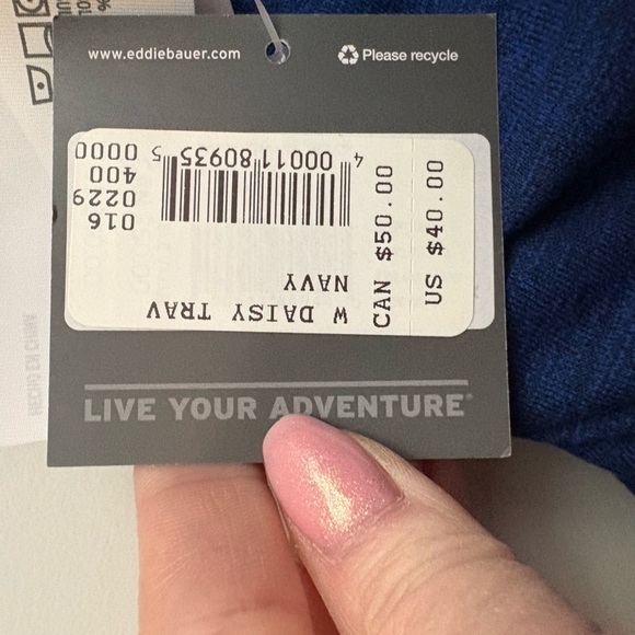 Eddie Bauer Navy Hooded Wrap - Picture 2 of 4